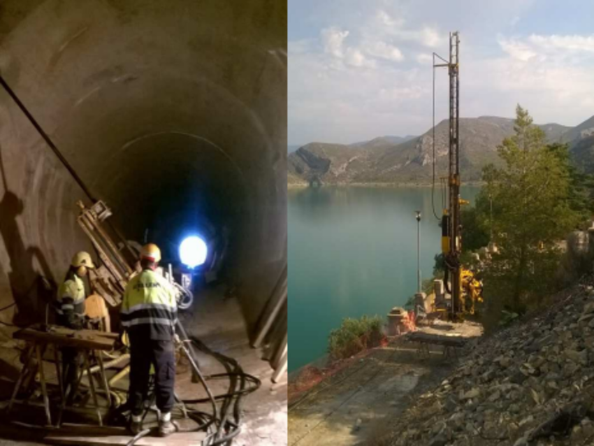 Trabajos de impermeabilización y drenaje de la presa de la Loriguilla 